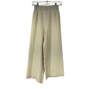 RUS YOAKE - WOMEN'S SMALL - CREAM 100% ITALIAN YARNES  PULL-ON WOVEN PANTS